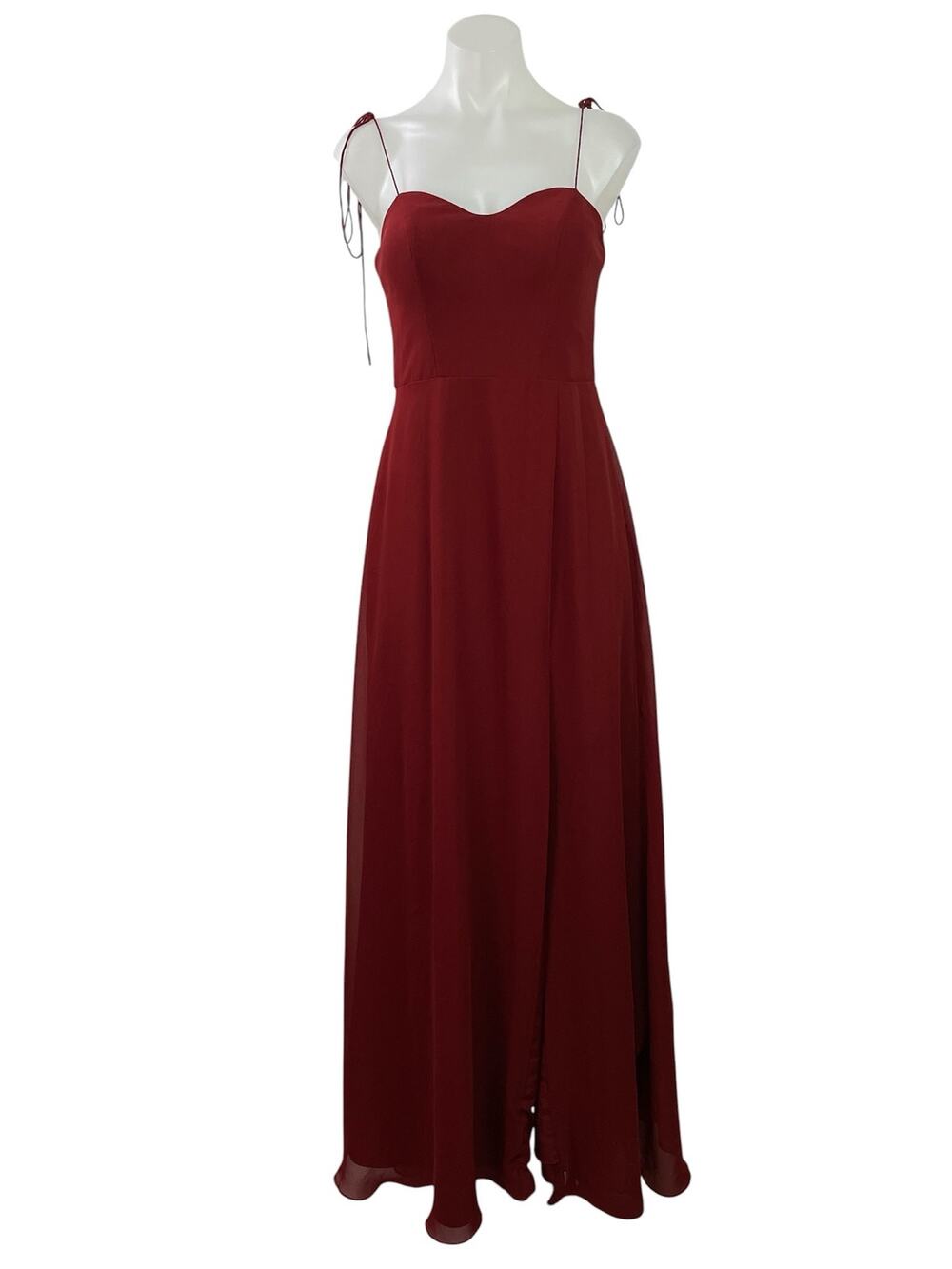 Azazie Red Sleeveless Tie Strap Cami Sweetheart Fit & Flare Bridesmaid Dress 4